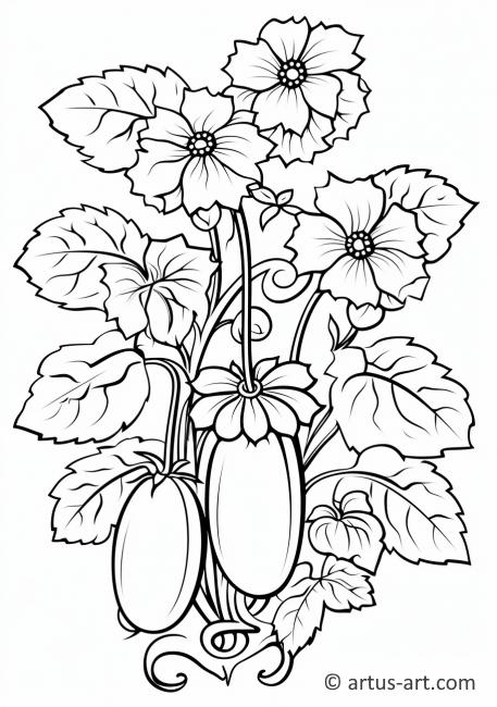 Página para colorir de planta de pepino